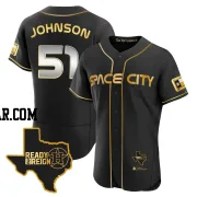 Randy Johnson Men's Houston Astros Black/Gold Authentic 2023 Space City Ready 2 Reign Flex Base Jersey