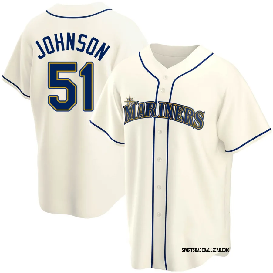 Randy Johnson Men's Seattle Mariners Cream Replica Alternate Jersey