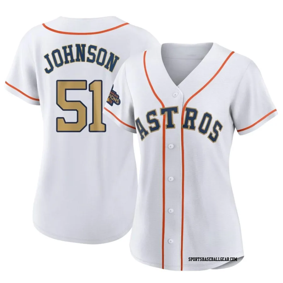 Randy Johnson Women's Houston Astros Gold Authentic White 2023 Collection Jersey