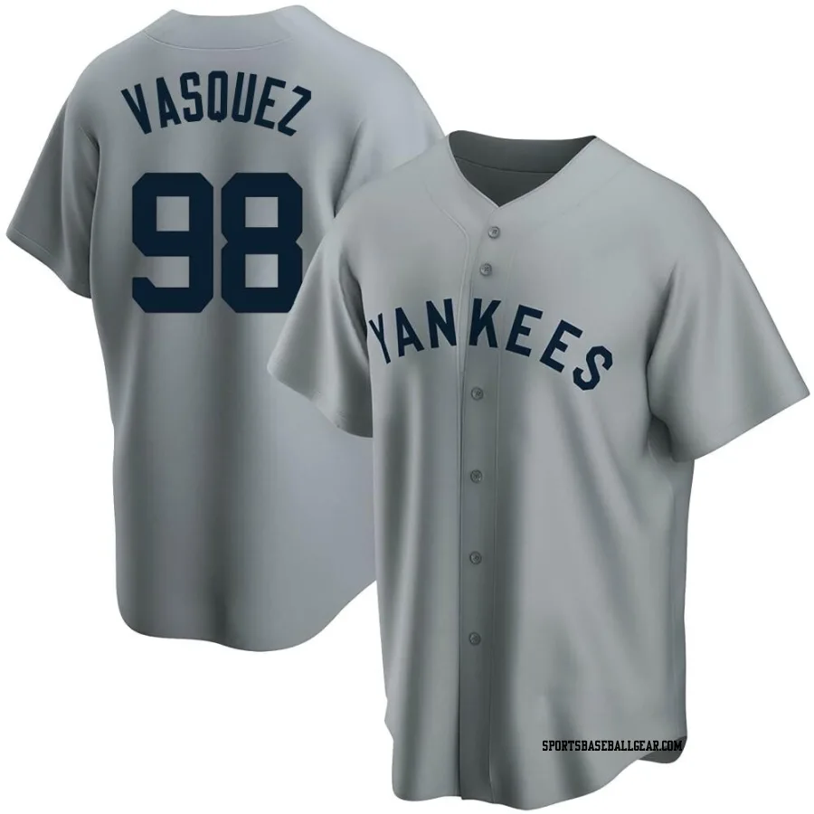 Randy Vasquez Men's New York Yankees Gray Replica Road Cooperstown Collection Jersey