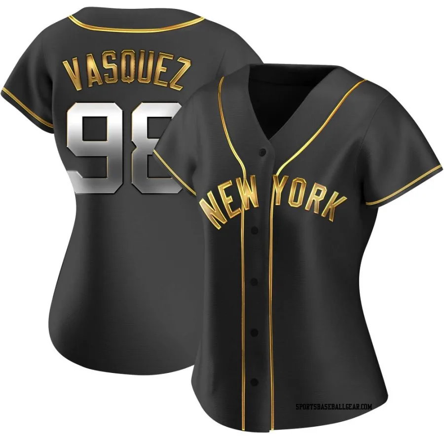 Randy Vasquez Women's New York Yankees Black Golden Replica Alternate Jersey