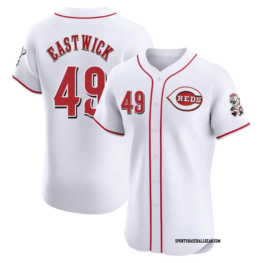 Rawly Eastwick Men's Cincinnati Reds White Elite Home Patch Jersey