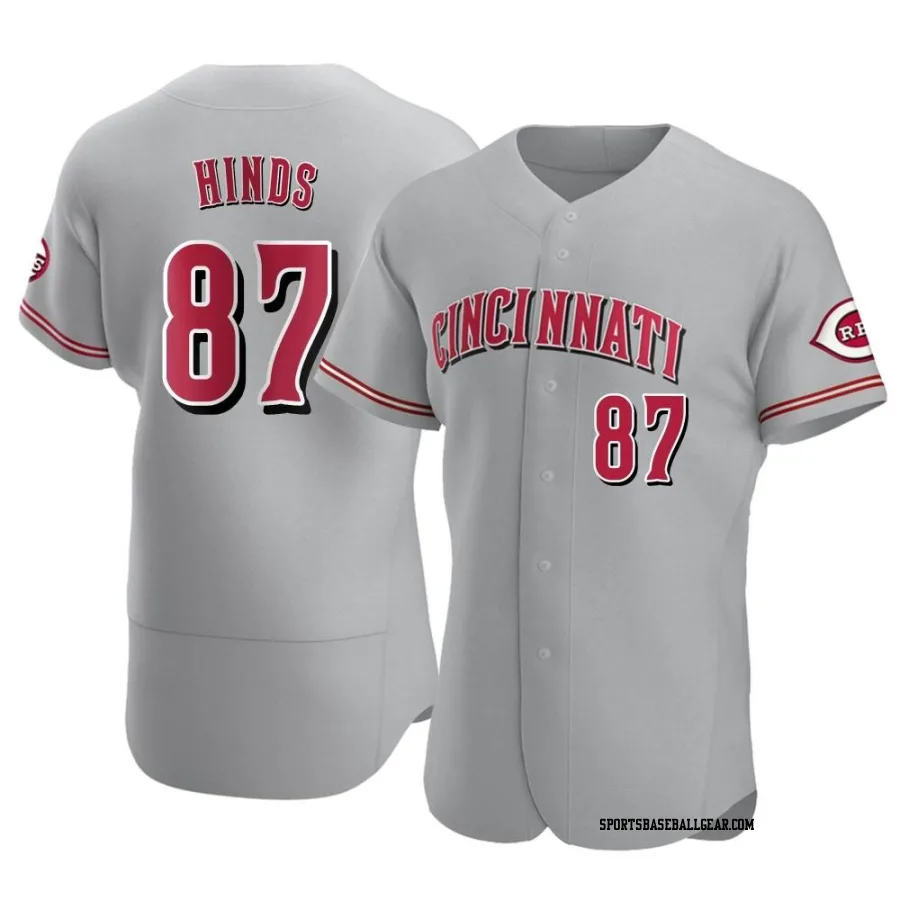 Rece Hinds Men's Cincinnati Reds Gray Authentic Road Jersey