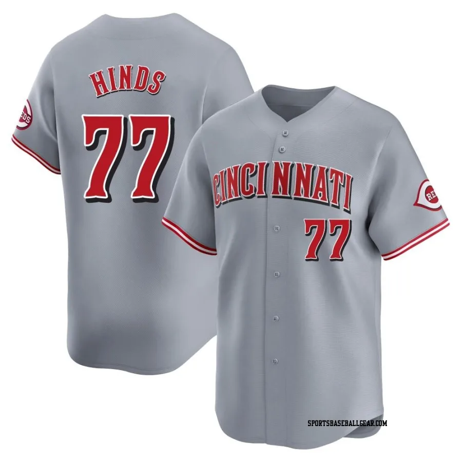 Rece Hinds Men's Cincinnati Reds Gray Limited Away Jersey