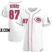 Rece Hinds Men's Cincinnati Reds White Authentic Home Jersey