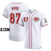 Rece Hinds Men's Cincinnati Reds White Elite Home Jersey