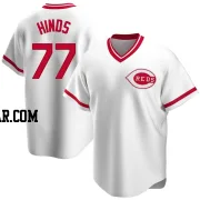 Rece Hinds Men's Cincinnati Reds White Replica Home Cooperstown Collection Jersey