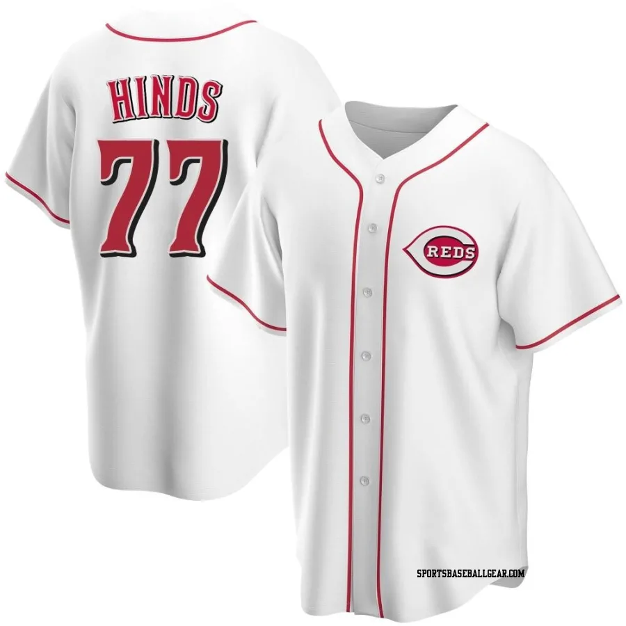 Rece Hinds Youth Cincinnati Reds White Replica Home Jersey