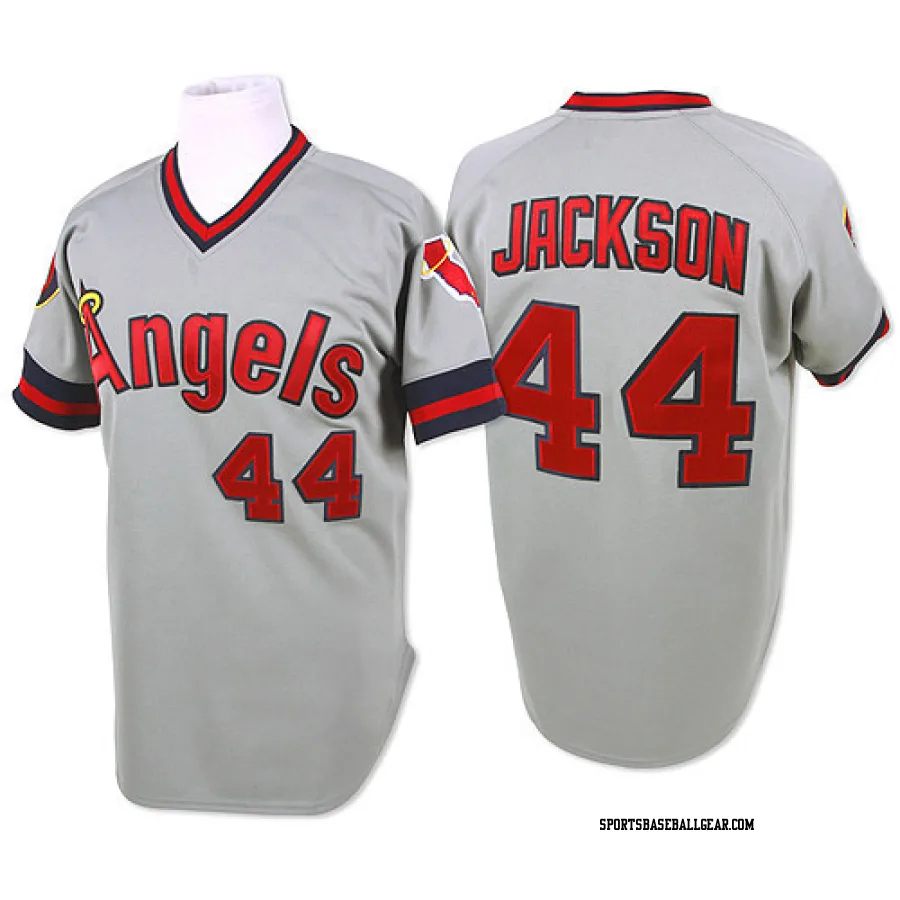 Reggie Jackson Men's Los Angeles Angels Grey Replica Throwback Jersey