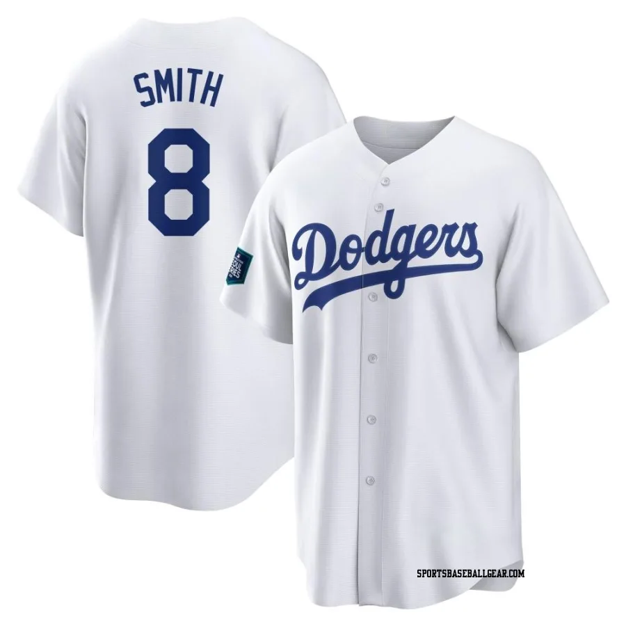 Reggie Smith Men's Los Angeles Dodgers White Replica 2024 World Tour Seoul Series Home Jersey