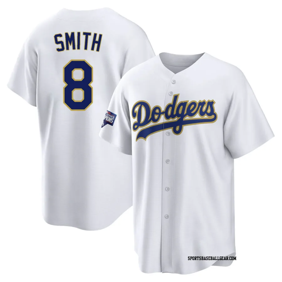 Reggie Smith Men's Los Angeles Dodgers White/Gold Replica 2021 Gold Program Player Jersey