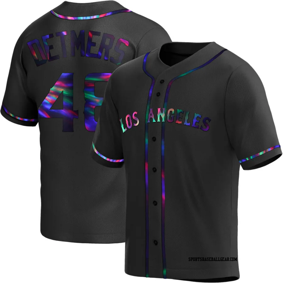 Reid Detmers Youth Los Angeles Angels Black Holographic Replica Alternate Jersey