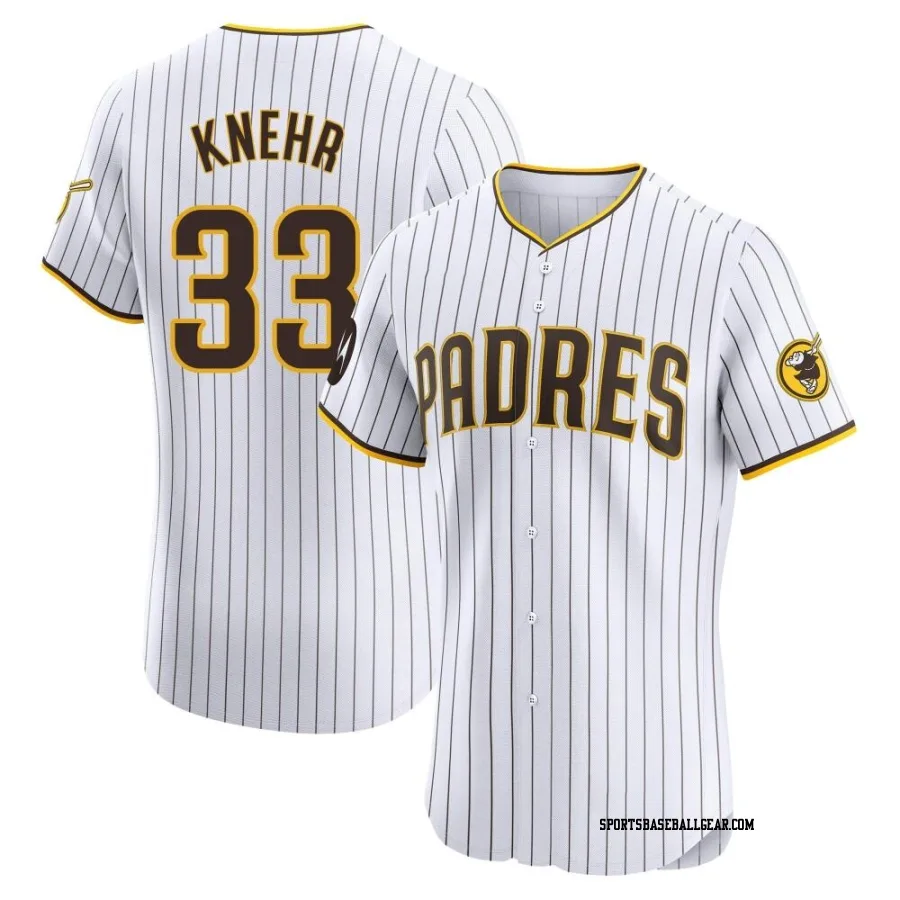 Reiss Knehr Men's San Diego Padres White Elite Home Patch Jersey