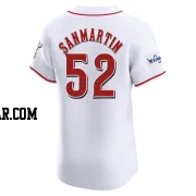 Reiver Sanmartin Men's Cincinnati Reds White Elite Home Patch Jersey