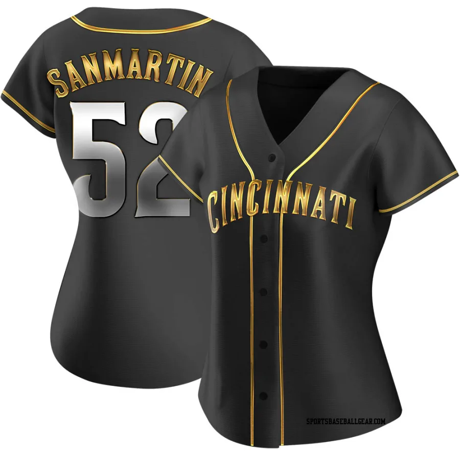 Reiver Sanmartin Women's Cincinnati Reds Black Golden Replica Alternate Jersey