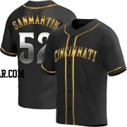 Reiver Sanmartin Youth Cincinnati Reds Black Golden Replica Alternate Jersey