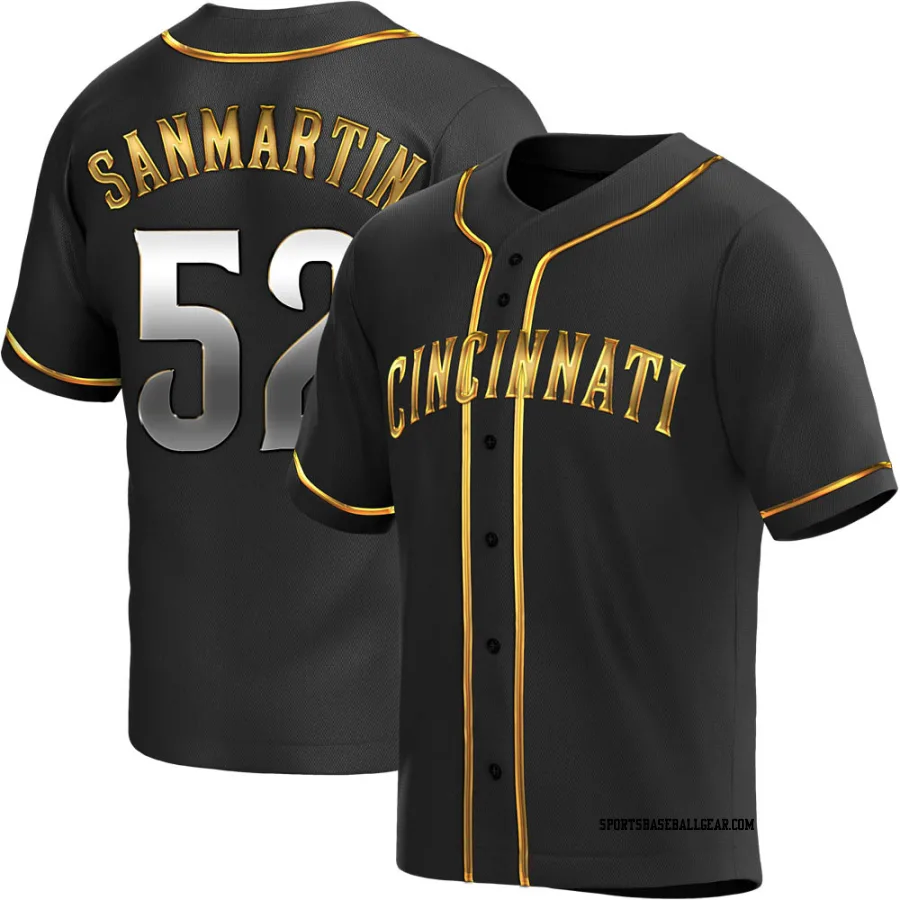 Reiver Sanmartin Youth Cincinnati Reds Black Golden Replica Alternate Jersey