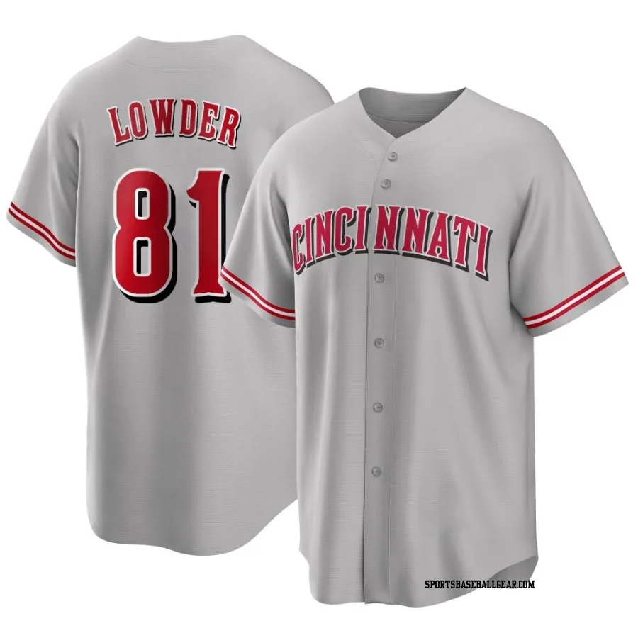 Rhett Lowder Youth Cincinnati Reds Gray Replica Road Jersey