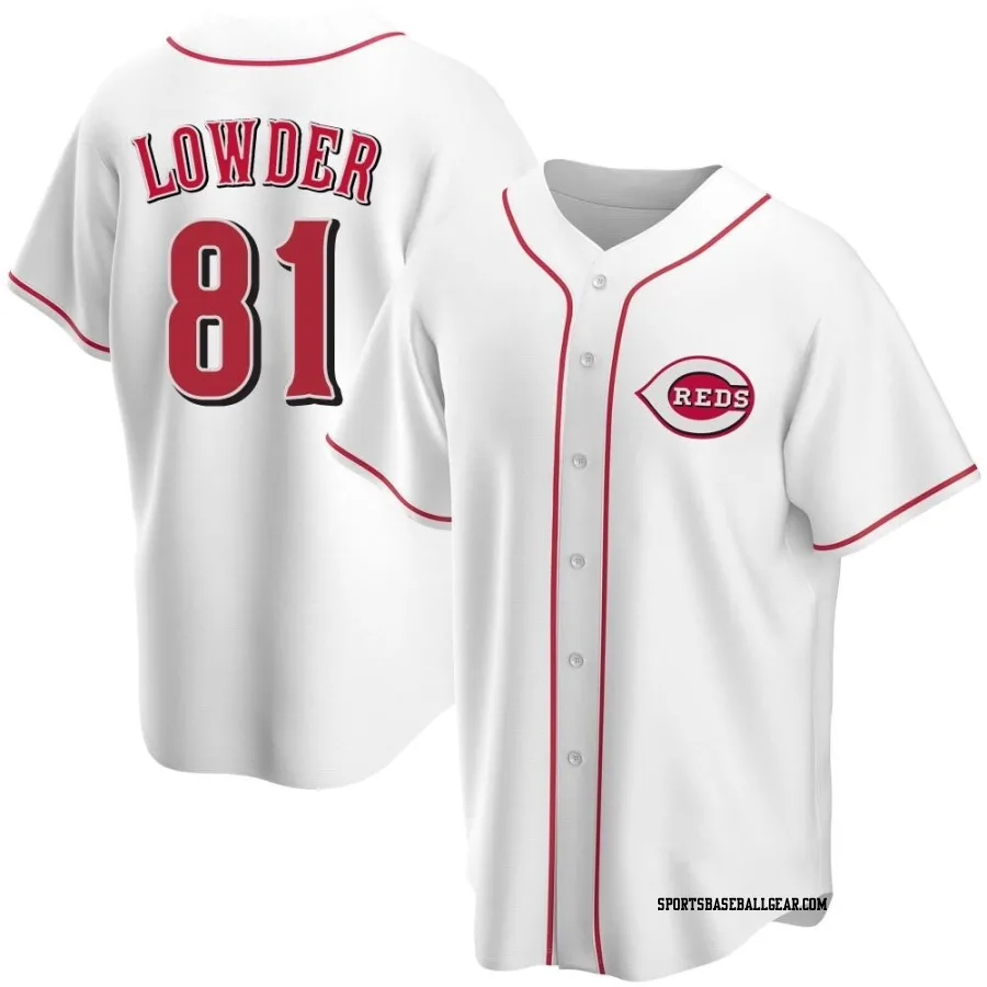 Rhett Lowder Youth Cincinnati Reds White Replica Home Jersey