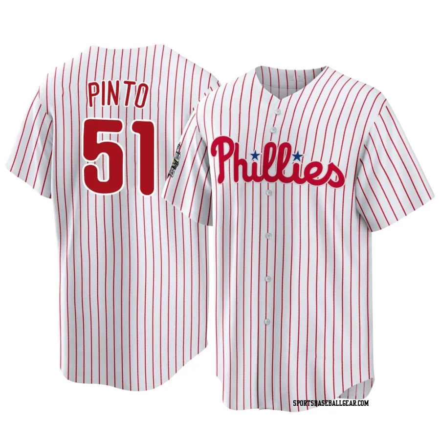 Ricardo Pinto Men's Philadelphia Phillies White Replica 2022 World Series Home Jersey