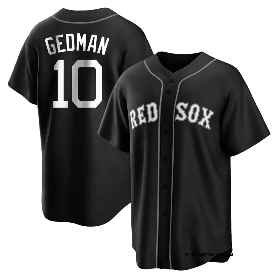 Rich Gedman Men's Boston Red Sox Black/White Replica Jersey