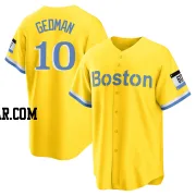 Rich Gedman Men's Boston Red Sox Gold/Light Replica Blue 2021 City Connect Player Jersey