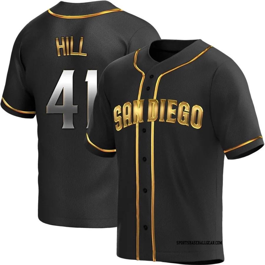 Rich Hill Men's San Diego Padres Black Golden Replica Alternate Jersey