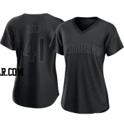 Rich Hill Women's San Diego Padres Black Replica Pitch Fashion Jersey