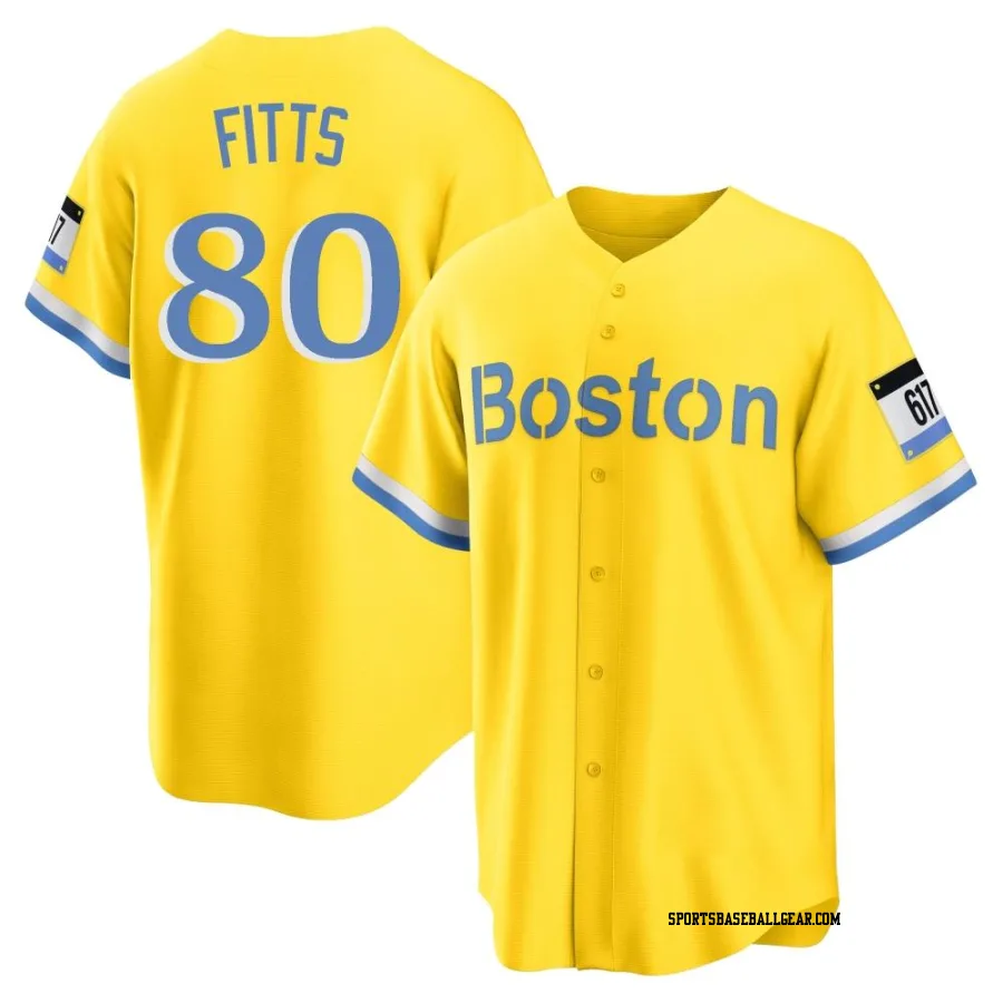 Richard Fitts Men's Boston Red Sox Gold/Light Replica Blue 2021 City Connect Player Jersey