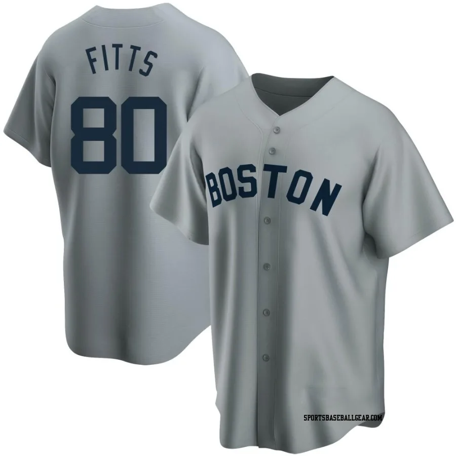 Richard Fitts Men's Boston Red Sox Gray Replica Road Cooperstown Collection Jersey