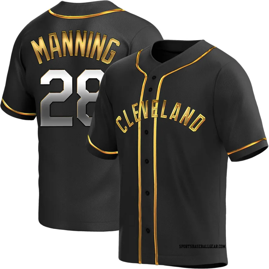 Rick Manning Youth Cleveland Guardians Black Golden Replica Alternate Jersey