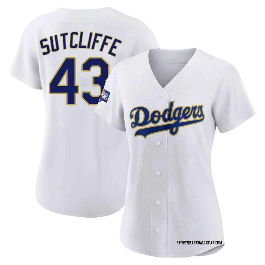 Rick Sutcliffe Women's Los Angeles Dodgers White/Gold Replica 2021 Gold Program Player Jersey