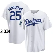 Rickey Henderson Men's Los Angeles Dodgers White Replica 2024 World Tour Seoul Series Home Jersey