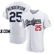 Rickey Henderson Men's Los Angeles Dodgers White/Gold Authentic 2021 Gold Program Player Jersey