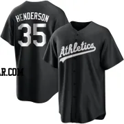 Rickey Henderson Men's Oakland Athletics Black/White Replica Jersey