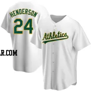 Rickey Henderson Men's Oakland Athletics White Replica Home Jersey