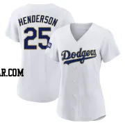 Rickey Henderson Women's Los Angeles Dodgers White/Gold Authentic 2021 Gold Program Player Jersey