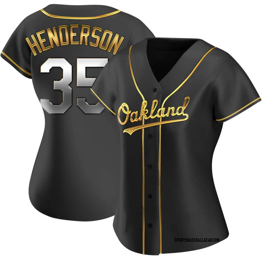 Rickey Henderson Women's Oakland Athletics Black Golden Replica Alternate Jersey