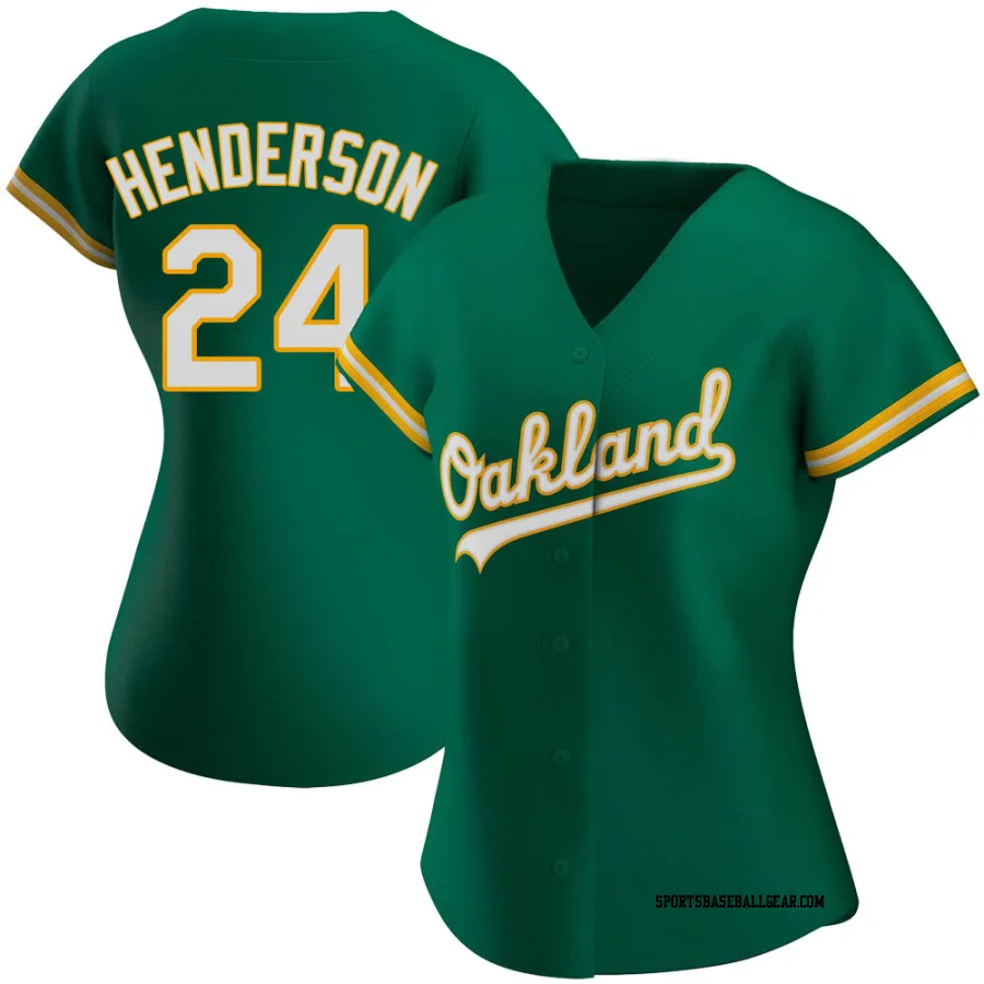 Rickey Henderson Women's Oakland Athletics Green Replica Kelly Alternate Jersey