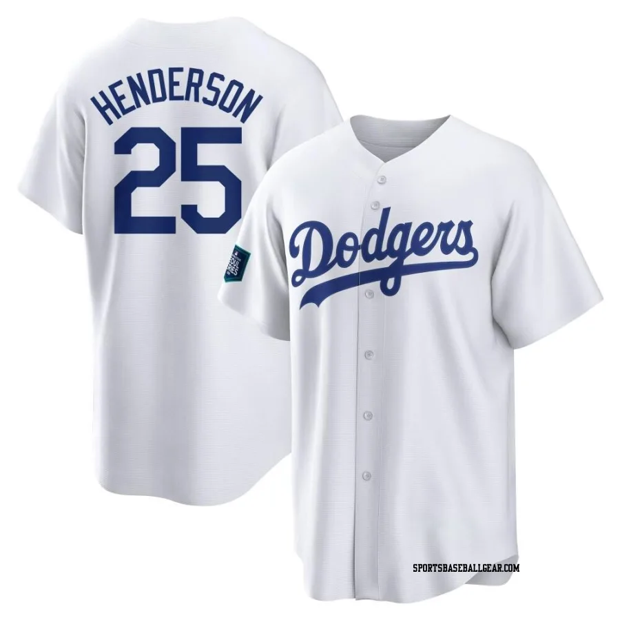 Rickey Henderson Youth Los Angeles Dodgers White Replica 2024 World Tour Seoul Series Home Jersey