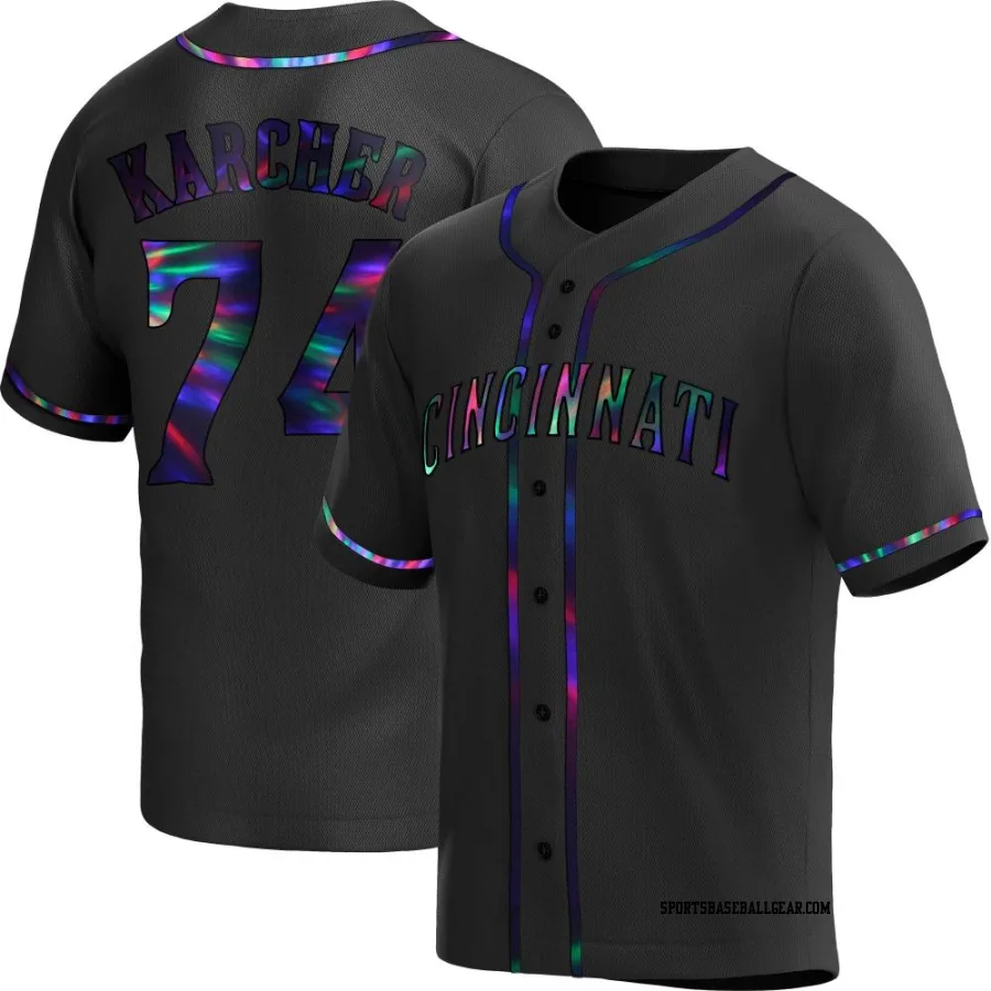 Ricky Karcher Men's Cincinnati Reds Black Holographic Replica Alternate Jersey