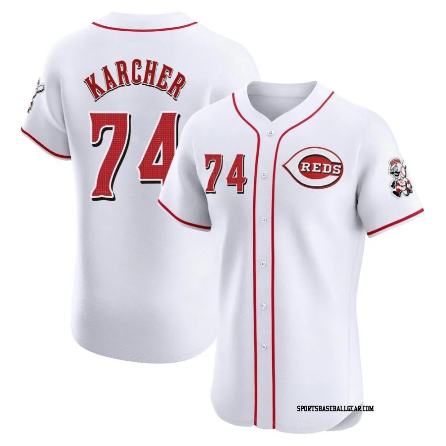 Ricky Karcher Men's Cincinnati Reds White Elite Home Patch Jersey