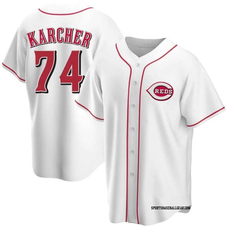 Ricky Karcher Men's Cincinnati Reds White Replica Home Jersey