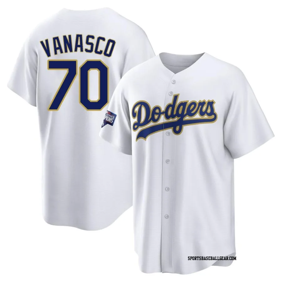 Ricky Vanasco Men's Los Angeles Dodgers White/Gold Replica 2021 Gold Program Player Jersey