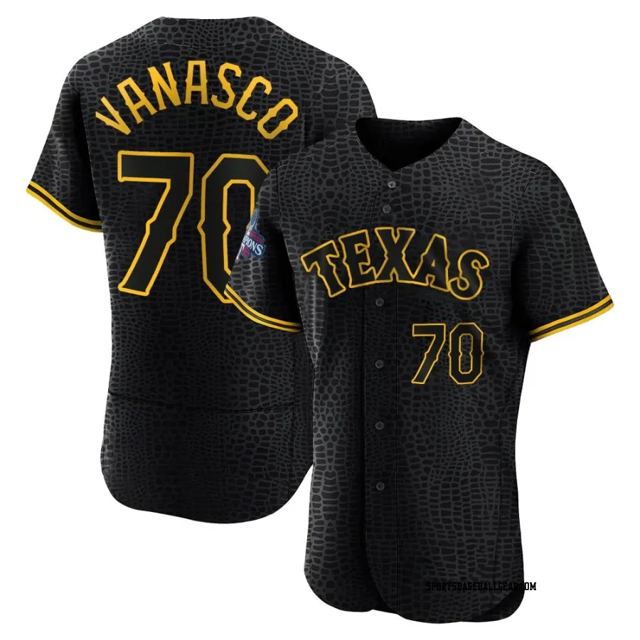 Ricky Vanasco Men's Texas Rangers Black Authentic Snake Skin City 2023 World Series Champions Jersey