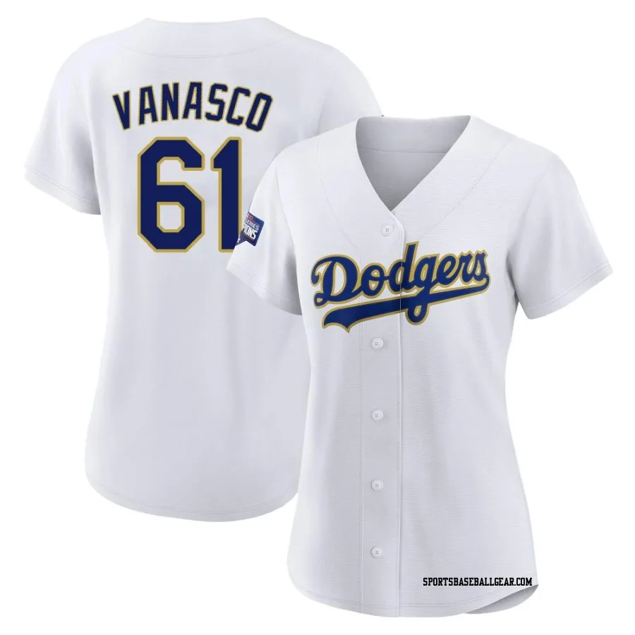 Ricky Vanasco Women's Los Angeles Dodgers White/Gold Authentic 2021 Gold Program Player Jersey