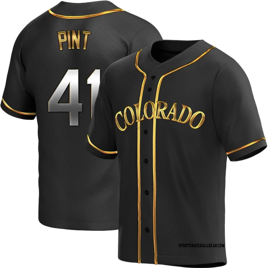 Riley Pint Men's Colorado Rockies Black Golden Replica Alternate Jersey