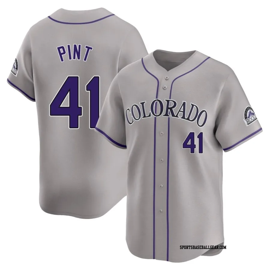 Riley Pint Men's Colorado Rockies Gray Limited Road Jersey