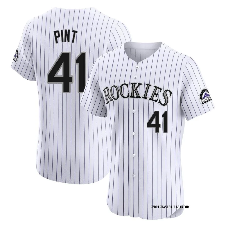 Riley Pint Men's Colorado Rockies White Elite Home Jersey