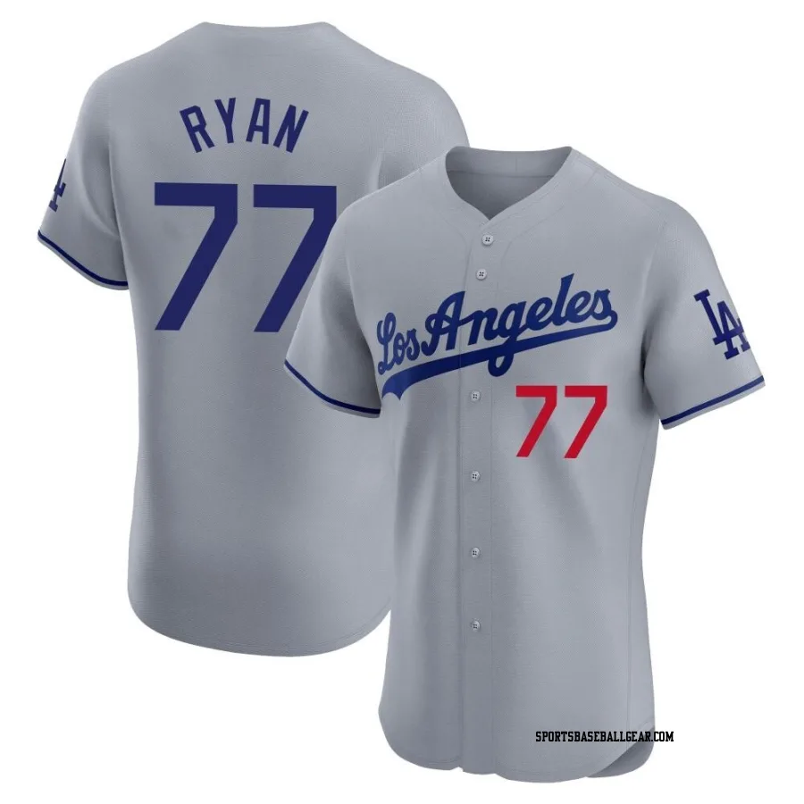 River Ryan Men's Los Angeles Dodgers Gray Elite Road Jersey